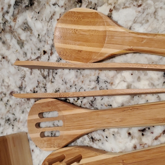 Solid bamboo set. Holder with 6 cooking utensils - Picture 6 of 9